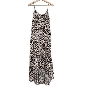 Tribal Leopard Print Braided Tank High Low Midi Dress W/ Pockets Size Small